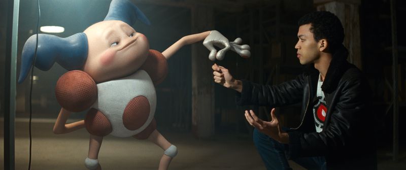 Tim and Mr. Mime engage in some stagecraft.